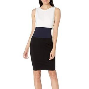NWT Three Dots Ponte Colorblock Bodycon Mini Sheath Dress S
